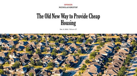 Nicholas Kristof: The old new way to provide cheap housing